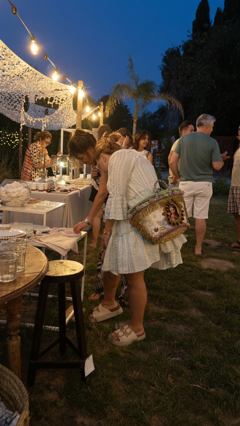 Visitants descobrint parades d’artesania a Boka Market, L’Armentera
